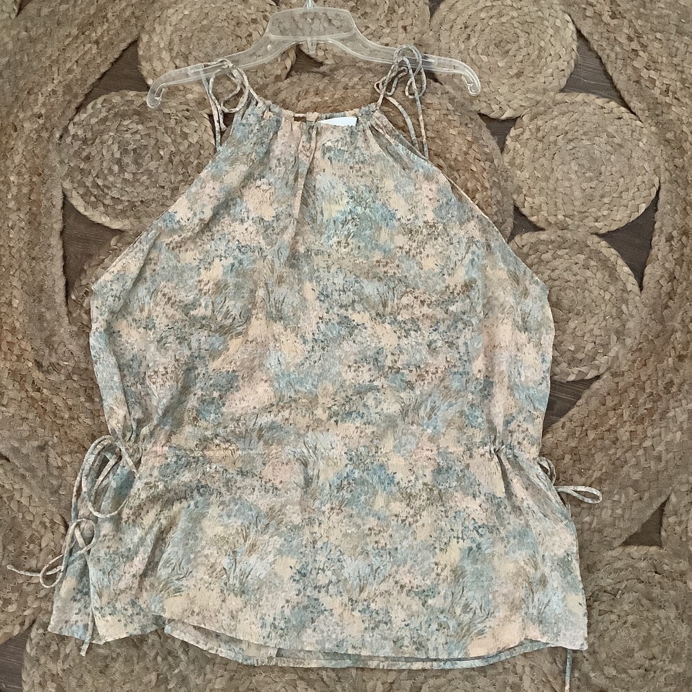 H&M Tie Printed Top Size L NWT